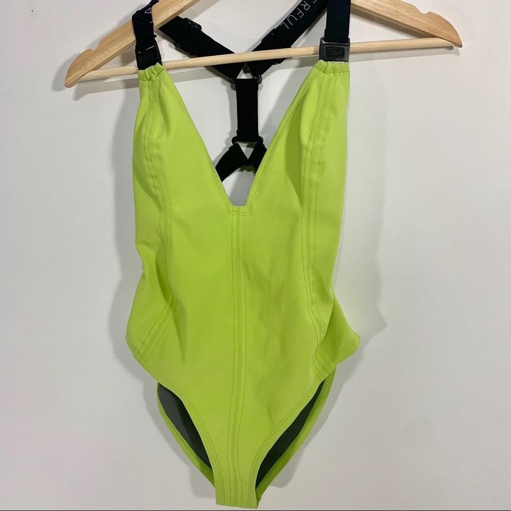 Lime Green Bikini with “Be Powerful” on straps